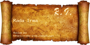 Rada Irma névjegykártya